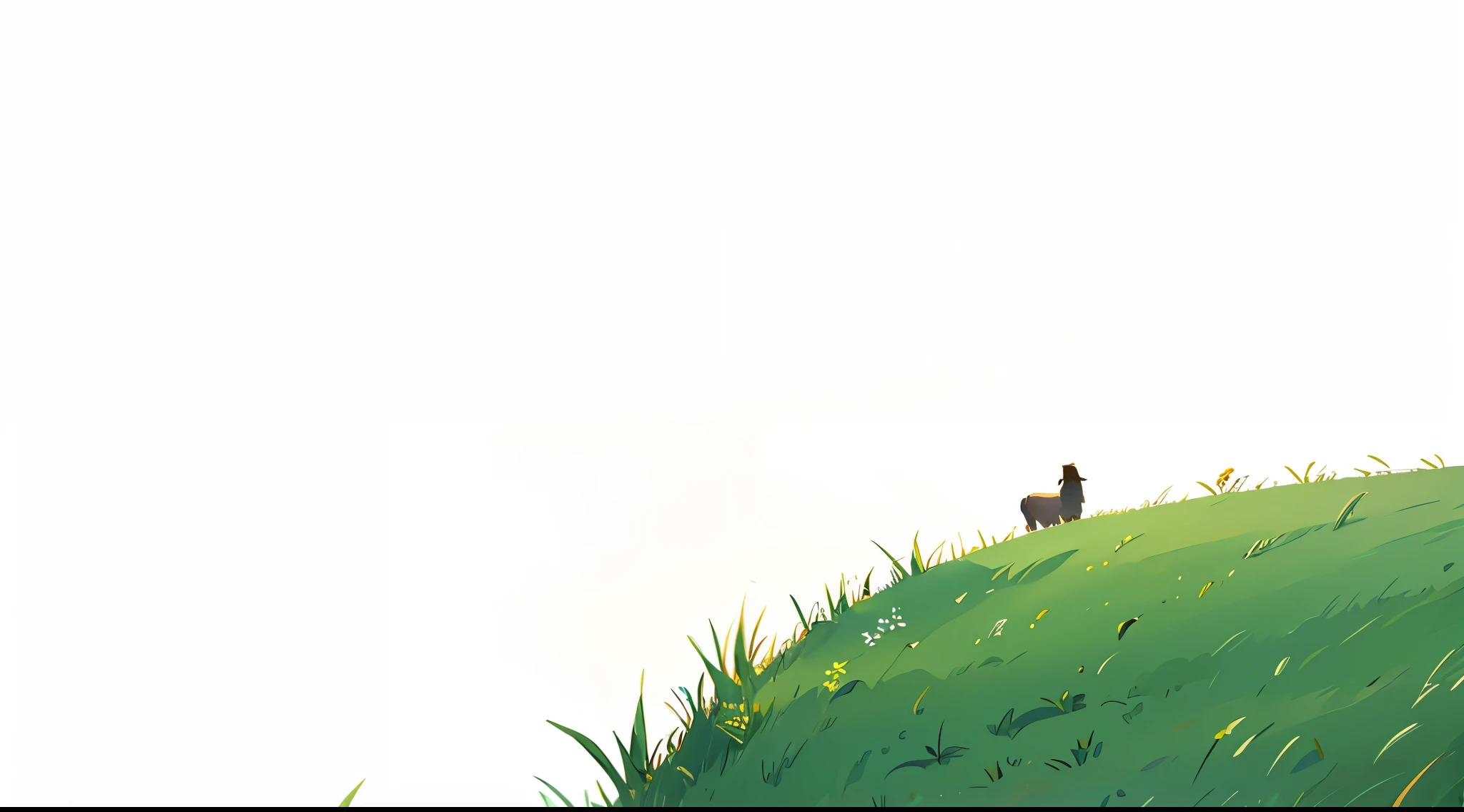 detailed, high quality, masterpiece, edge of cliff, grass, grass field, daytime