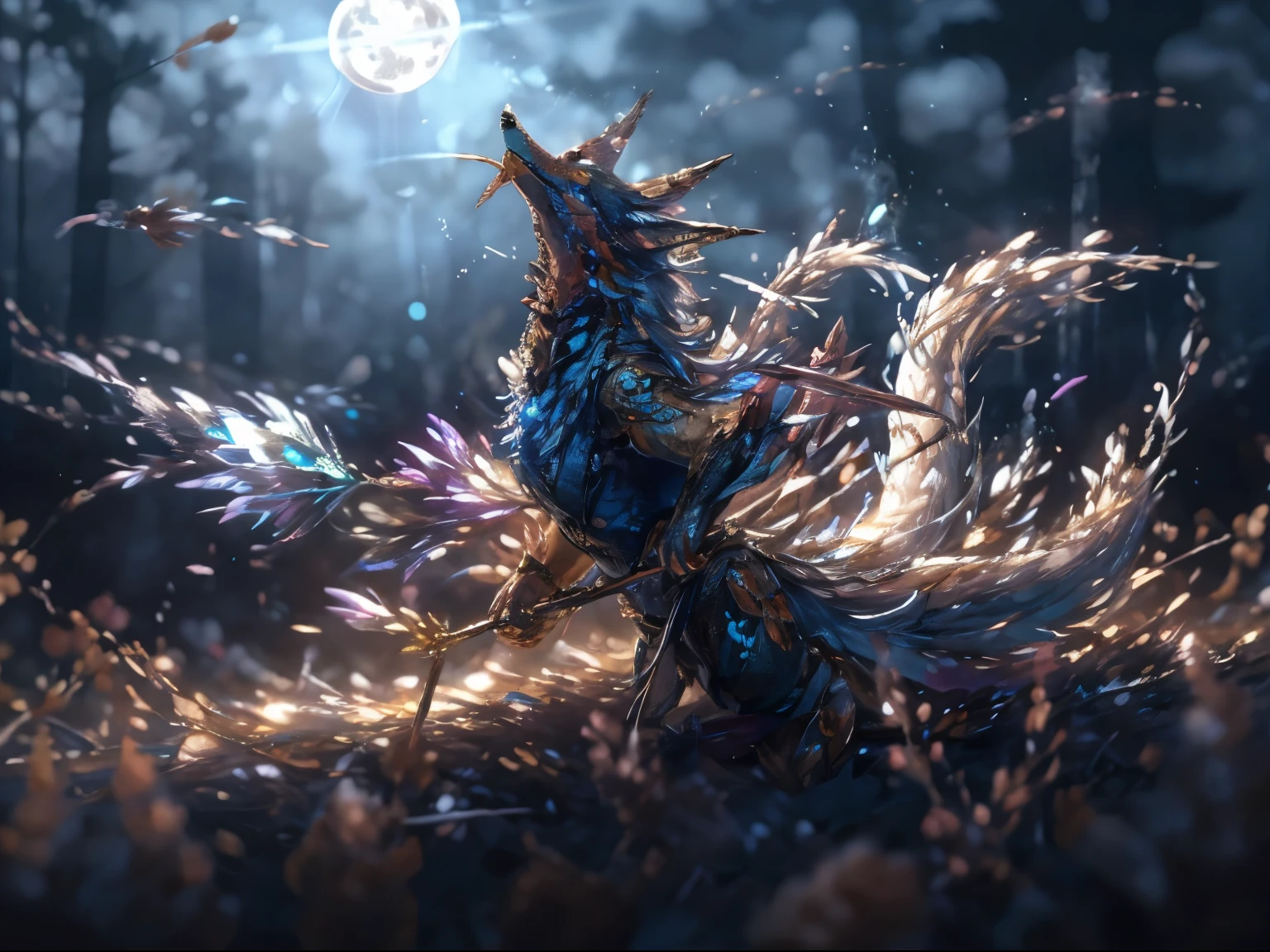 This captivating image showcases an evil and dark nine-tail fox spirit, portrayed as a sinister kitsune. The creature's menacing presence is enhanced by its ethereal and otherworldly appearance. Its nine tails, flowing with an eerie energy, twist and curl with an almost serpentine grace. Each tail is adorned with intricate patterns and symbols, adding to the mystique of the spirit.
BREAK
The kitsune's fur is a deep, rich black, emanating an aura of darkness and malevolence. Its piercing eyes, glowing with an unholy light, are filled with cunning and malice. The creature's form is sleek and agile, exuding an air of supernatural power and grace.
BREAK
The image is set against a backdrop of a moonlit forest, where shadows dance and flicker with an otherworldly intensity. Wisps of dark energy and ethereal smoke swirl around the fox spirit, further emphasizing its supernatural nature.
BREAK
The composition of the image is carefully crafted, with the kitsune positioned in a dynamic pose that captures the essence of its cunning and predatory nature. The use of contrast, with the vibrant glow of the eyes and the dark hues of the fur against the moonlit forest, creates a visually striking and captivating scene.
BREAK
Overall, this image depicts an evil and dark nine-tail fox spirit, a menacing kitsune that exudes power and malevolence. With its intricate details, captivating composition, and atmospheric setting, the image brings to life the allure and danger of this mythical creature.
