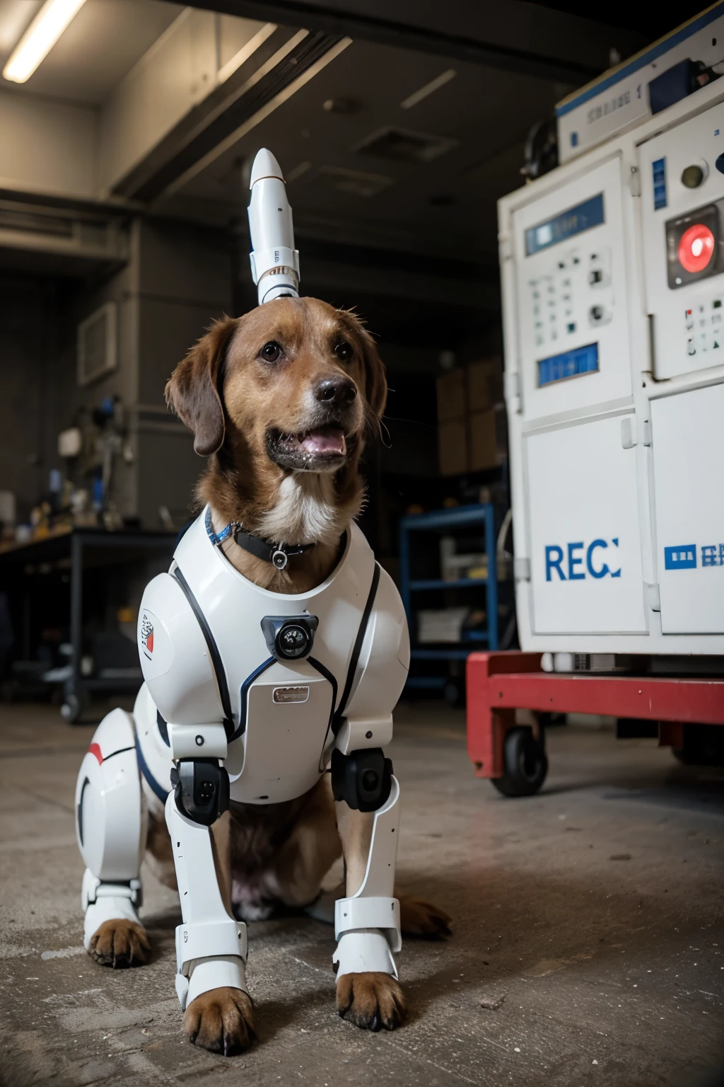 Dog robot in the rocket space