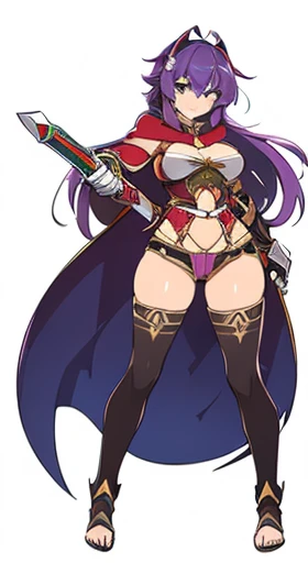 (((Best Quality))) , ((full body)), female, reference sheet, solo, (white background), holding staff or sword, gauntlets, thigh high, loin cloth only, cloak, long hair, blue, red, green, violet, pink, white, gladiator,