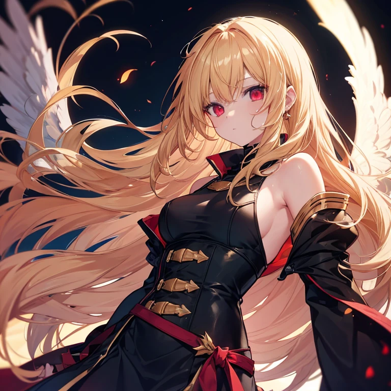 Fallen Angel with Golden Hair and Red Eyes