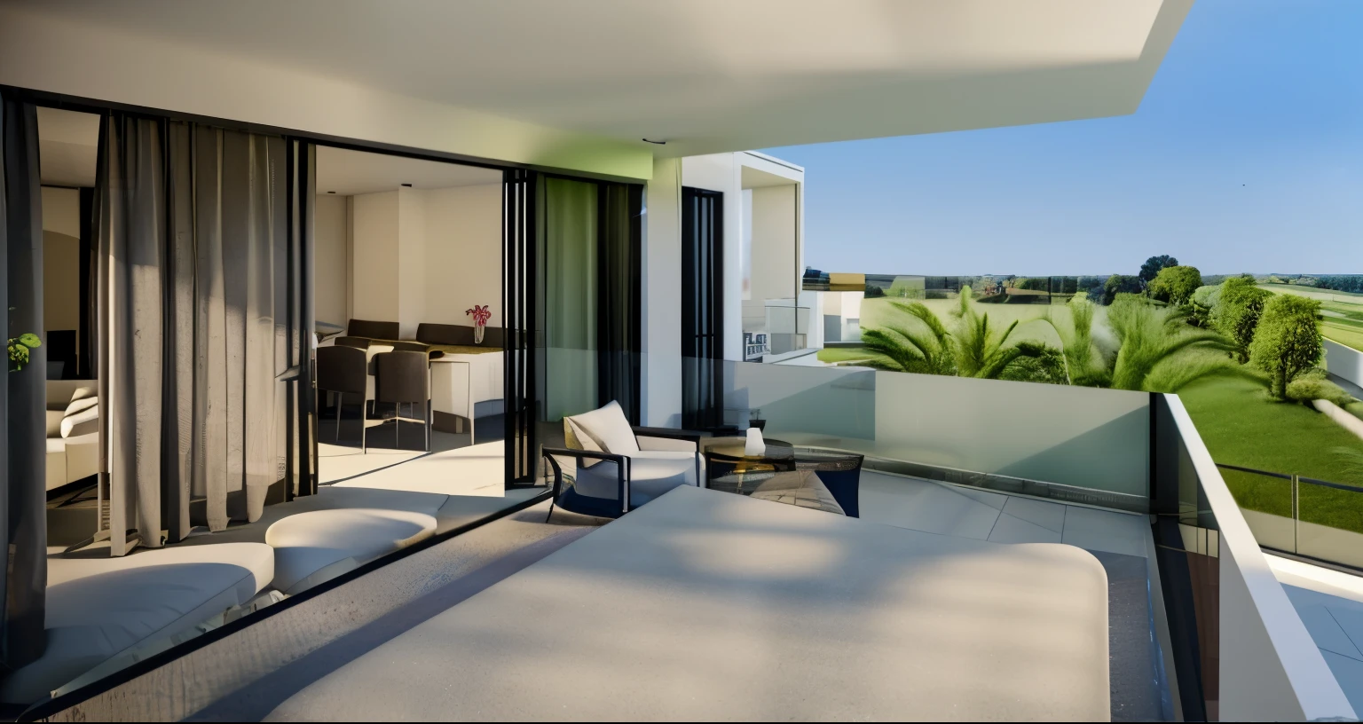 a view of a balcony with a balcony and a balcony with a balcony, balcony door, 3 d rendering, 3d rendering, vue 3d render, 3d rendered, 3 d rendered, detailed rendering, 3 d finalrender, 3d finalrender, 3 d rendering!, 3d rendering!, render 3 d, 3 d perspective, with 3d render
