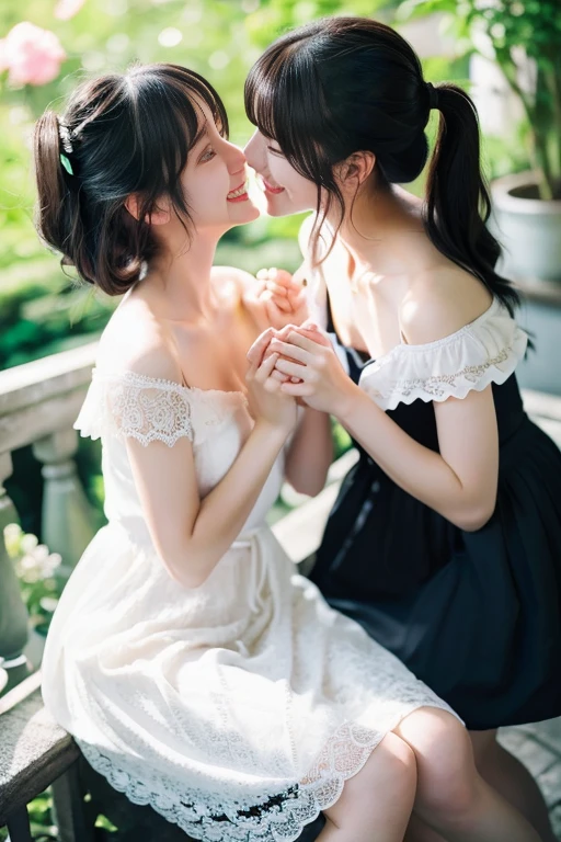 ((Beautiful sisters look at each other and touch each other's breasts:1.3)), (8k, RAW Photos, Highest quality, masterpiece:1.2), Looking at the audience, Viewed from the front, Beautiful white skin, knees, Absurd face is small, Part your bangs down the middle, The forehead is visible, Glare, ((Cute and happy face:1.3)), Ultra-high resolution, ((Cute appearance々Color underwear)), ((Slender body line)), (Outstanding proportions), high school girl, (Idolフェイス, Baby Face:1.65), ((Japanese women:1.3)), Are standing, (Photorealistic:1.37), Photon Mapping, Realistic, Cute and small face, Brown eyes, prospect, Written boundary depth, Blurred Background, (I can see the bangs), Silky smooth hair, (Firm stomach:1.3), (Beautiful and slim thighs:1.4), Small beautiful butt, (Curved waist), thigh, Nogizaka idol, Idol, (Detailed hands:1.3, Accurate hands:1.3, Beautiful little hands of a girl:1.3), (Firm and beautiful breasts:1.4), Super quality, Low people, (Clear white skin, Skin with visible pores:1.2), (Focus on the face), Check and correct the garment construction, (Perfect Anatomy:1.3), (Detailed eyes and face:1.3, Professional photography techniques), (Detailed arms:1.4)