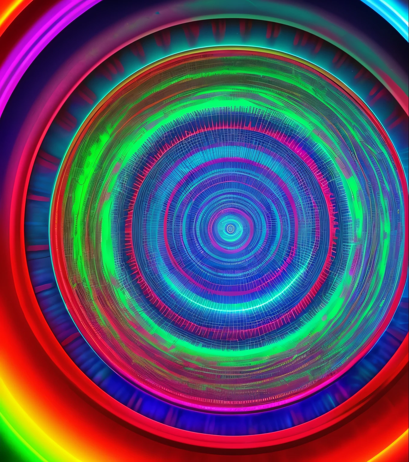 round red and light arafed image, corrugated electromagnetic waves, fractal wave interference, LSD Ripple, Optical caustics, holographic krypton ion, Quantum wave tracing, Vivid caustics, Colored photons, color interference, computer generated, The color difference is very big, Extreme chromatic aberration, Sawtooth visible, light simulation