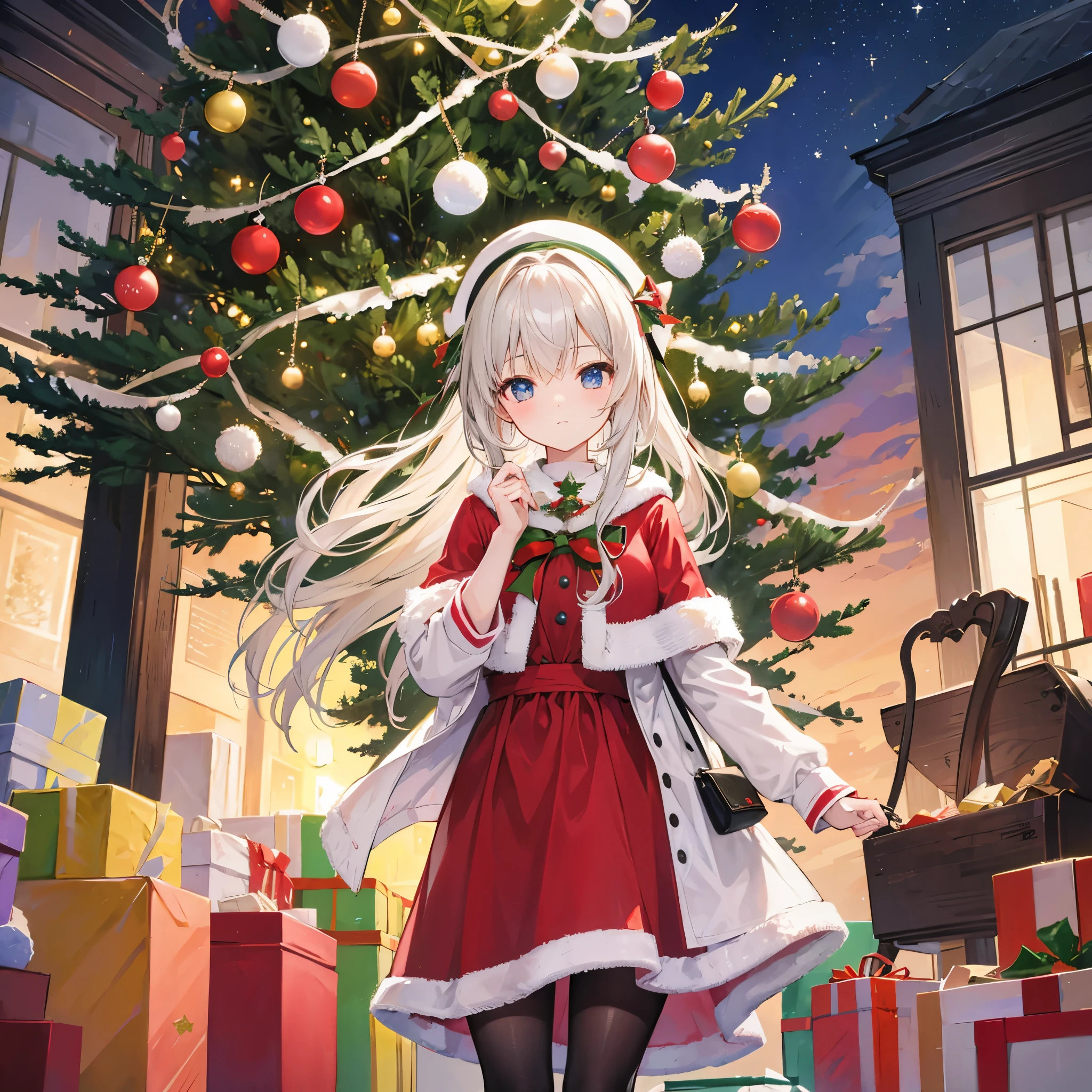 Christmas tree、girl with