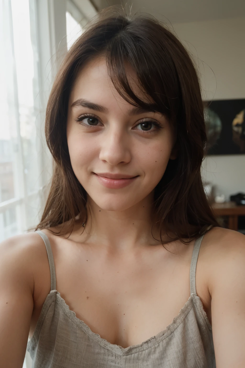 ((best quality)), ((masterpiece)), (detailed), perfect face, girl smile selfie