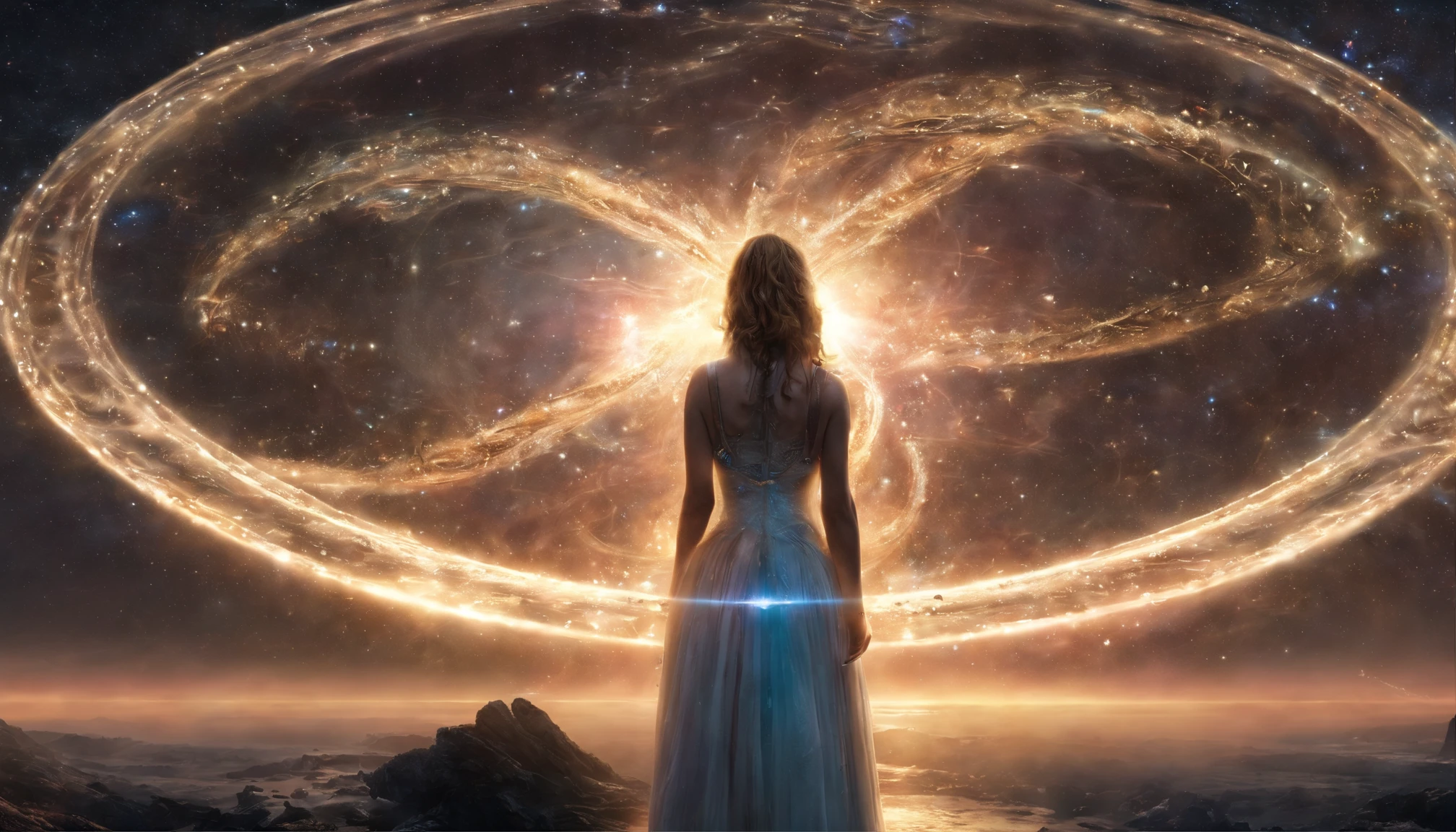 Emma Watson Nude; The setting is a vast, circular chamber with a domed glass ceiling that perfectly mirrors the expansive space outside. Beyond the glass, dazzling galaxies, nebulae, and stars fill an endless midnight sky.
Crystalline fractals adorn the curved walls, each facet reflecting and refracting Emma's floating form at their center in endless permutations. Every angle captures a unique glimpse of her cosmic essence from amidst the surrounding celestial majesty.
Gentle yet lively stellar winds imbued with glittering space-time dust flow through the open chamber, causing Emma's hair and gossamer dress to softly billow and ripple. The particles glimmer as they dance around her.
Peaceful cosmic soundscapeaint resonant tones, soft sharps and swirling hums akin to planetary rings singing - provide an ambient backdrop, as if the harmonies of the spheres serenade Emma's wordless rumination.
Photon streams from infant stars and rainbow shockwaves from supernovae ripple silently through the space in colorful, slow-motion splendor. These textures and lights bloom gently around Emma in fluid, elegant symmetry.
A pair of crystalline spirals slowly orbit Emma, scintillating above and below her cosmic form. Like DNA caduceuses made of captured starfire, they seem to represent the alpha and omega to frame her animate, universal essence.