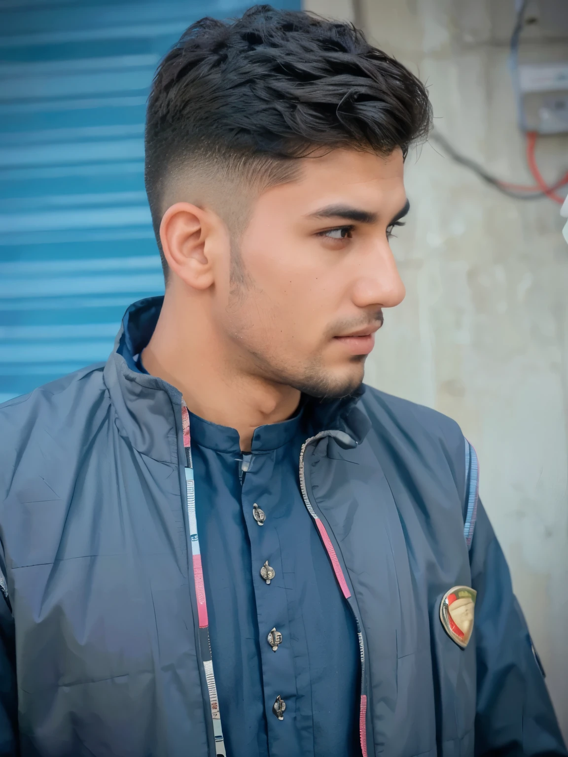 Change background cyber Pankh handsome boy realistic face