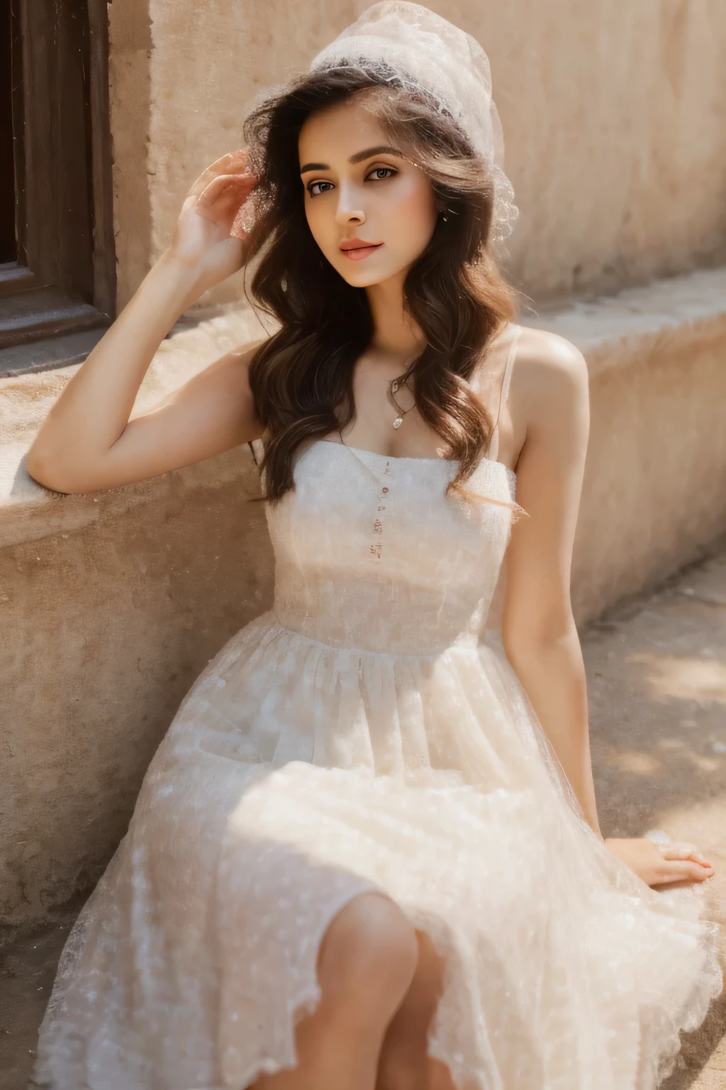 Create a cute girl named "Anita Gupta" age 19 wearing from delhi proffesional photoshots, Santa clause dress, marry Chritsmas