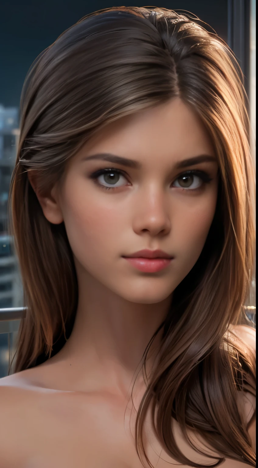 photo of Little Caprice, RAW, beautiful woman, ((portrait)), ((detailed face:1.2)), ((detailed facial feature, detailed skin, clear skin), (perfect proportioned body), ((nsfw:1.5)) (high detailed city environment, apartment balcony), (realistic photo, best quality, detailed), (8k wallpaper), (cinematic lighting, dramatic lighting) (sharp focus, intricate)