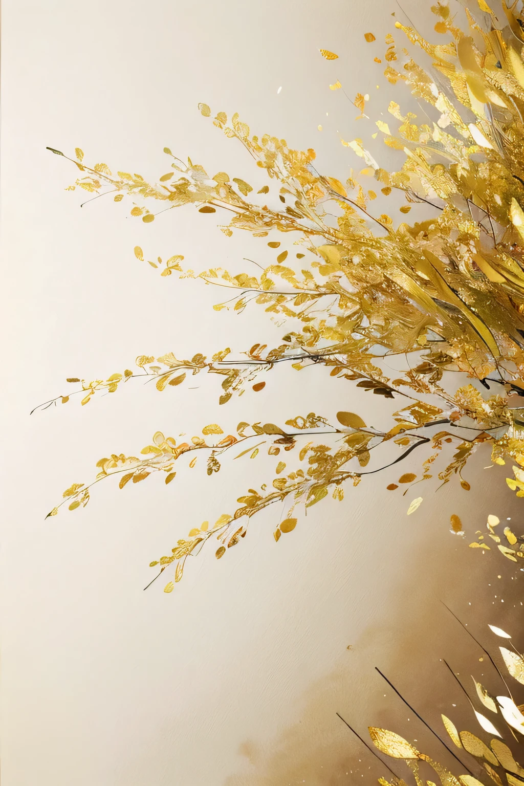 Abstract watercolor scattered delicate gold leaf modern painting--s --ar 1:1 --original style --v 5.2