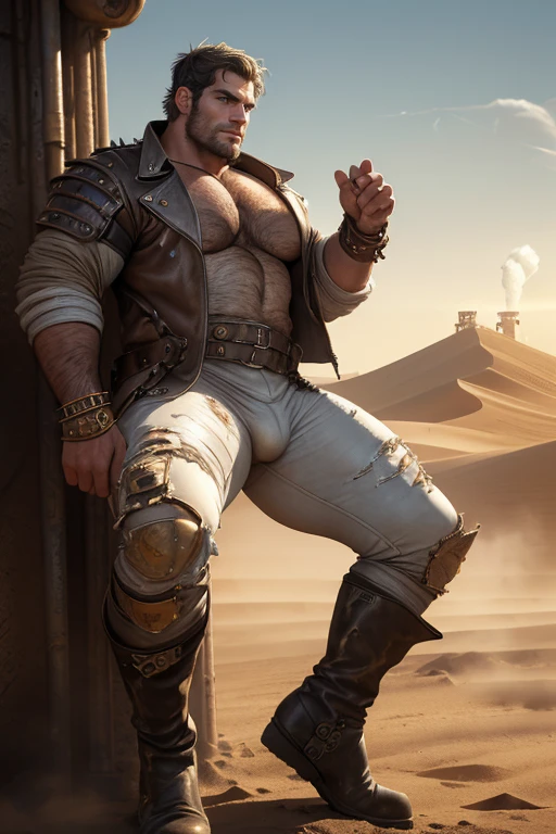 Henry Cavill, (((chubby))), ((chubby face)), ((((big ass)))), platinum light collor hair, brown skin, (((((Men))))), night, steam, white leather clotes, ((very ripped whole jumpsuit)), earings, acessories, epic composition, perfect hands, perfect composition, perfect fingers, vintage collor lights, ((angry face)), in desert, long leather boots, dunes, ((((dust particules)))), very detailed image, overcoat leather clothe, ancient sand temples, ((big hairy chest)), vintage lights, cinematic composition, epic cinematic pose, white clothes, apocaliptic clothes, (((Mad Max clothes))), (mad max acessories), ((leather steampunk gold collor)), (ancient fabrics clothes), (((steam punk long very ripped cachecol))), (((oil skin))), (((short hair))), realism, ((((big booty)))), (((((slave pose))))), ((((silver messy short hair)))), ((((perfect legs anatomy)))), ((((looking naughty with dirty)))), ((((white very ripped clothes)))), ((((perfect proporctions)))), ((((beard)))), ((((very high resolution)))), ((((proportions)))), ((Zoom)), kneeing