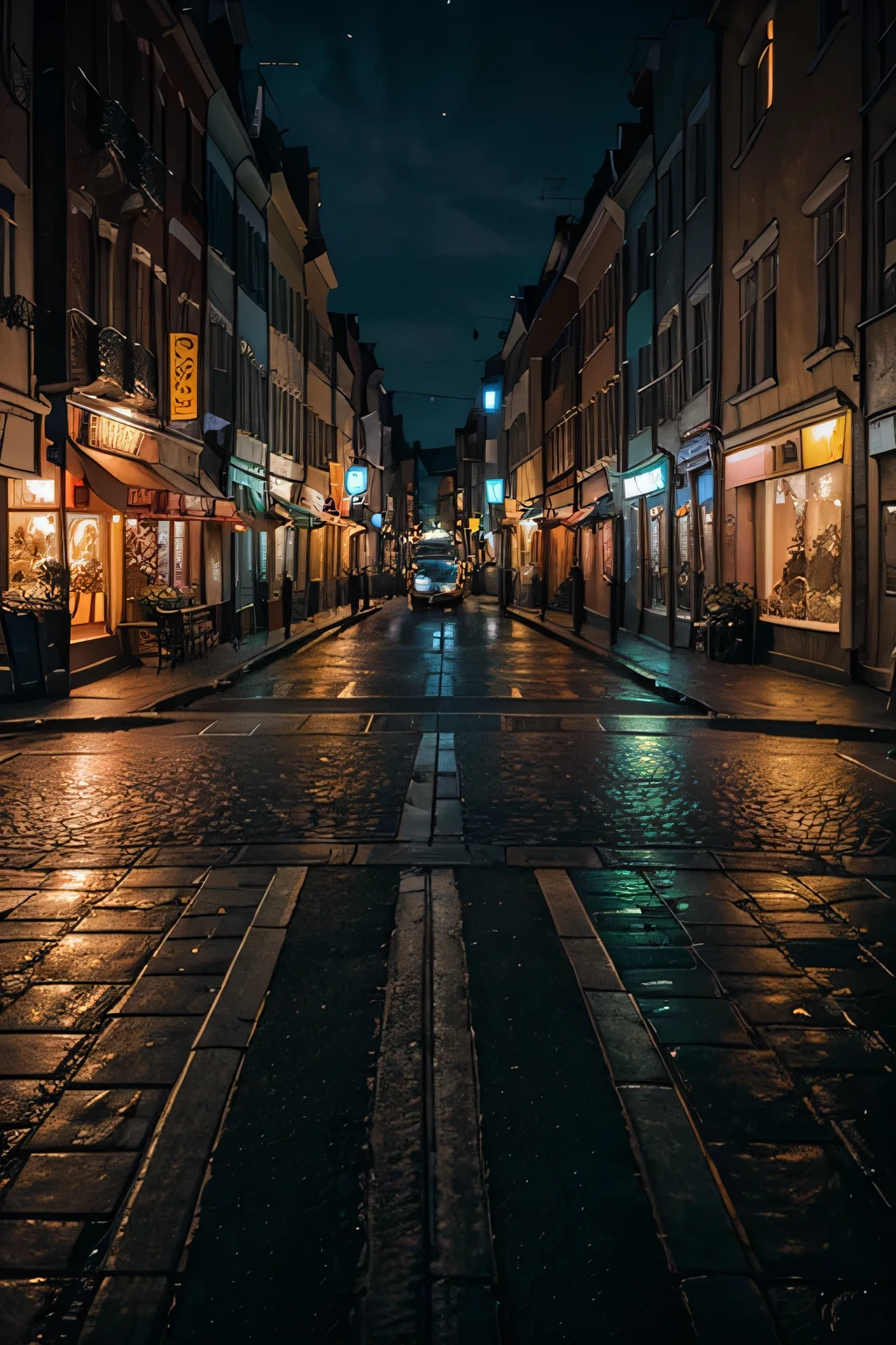 Unmanned network magic street night scene European retro magic unmanned pure street scene unmanned,Don't be a human being,Pure scenery without characters,