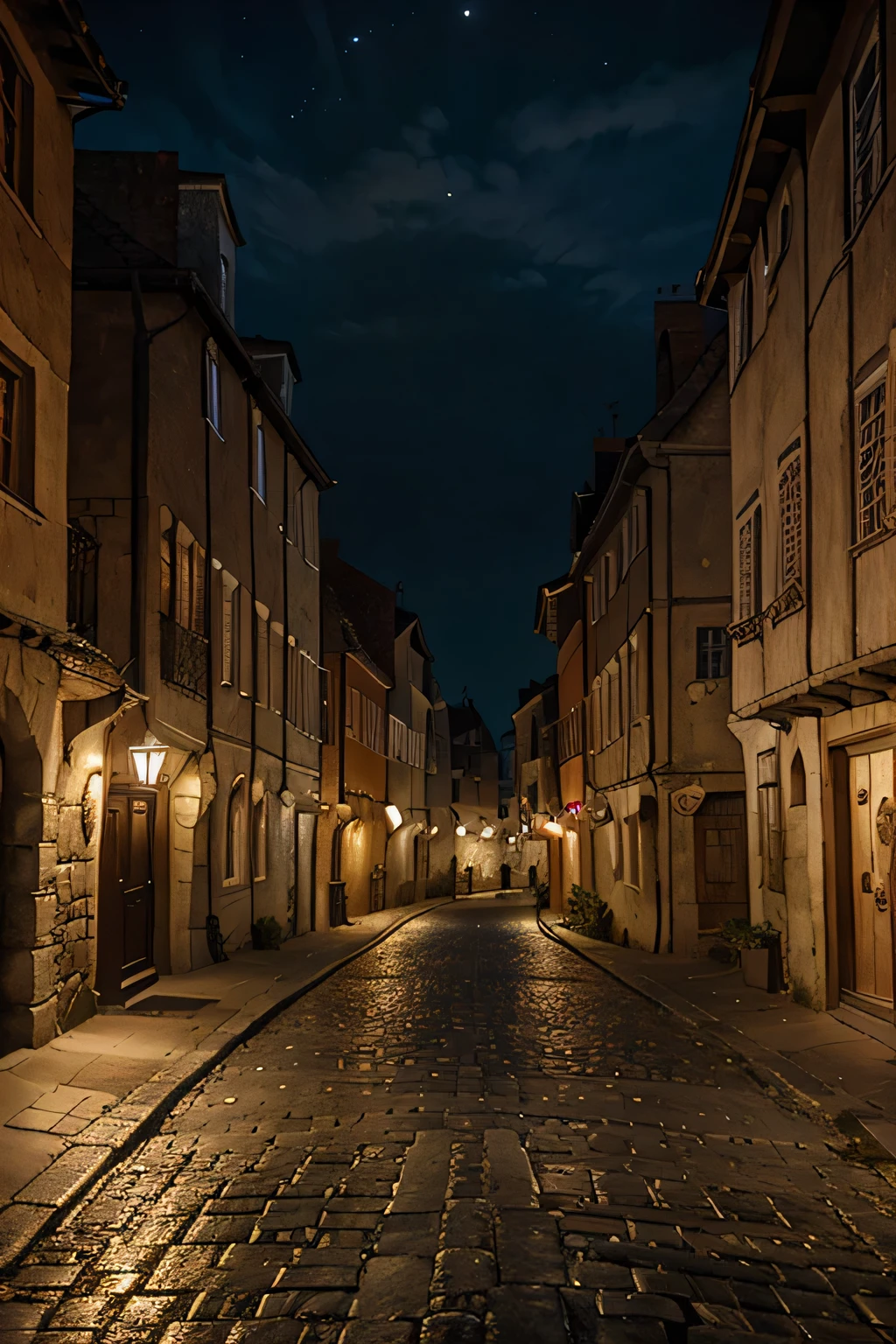 Unmanned network magic medieval street night scene European retro magic unmanned pure scene unmanned,No Man, Pure landscape, No Man,