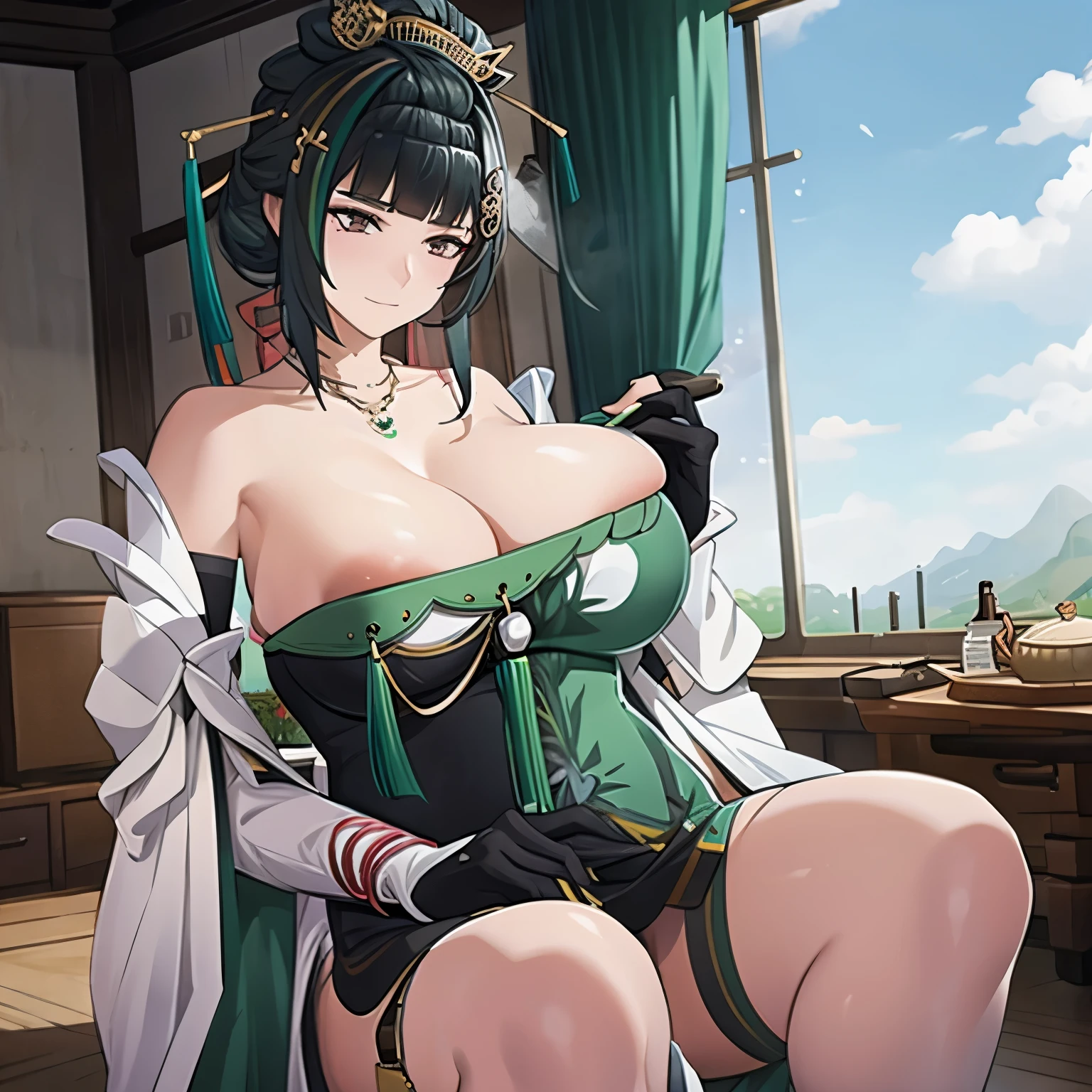 a woman with big breasts in castle china