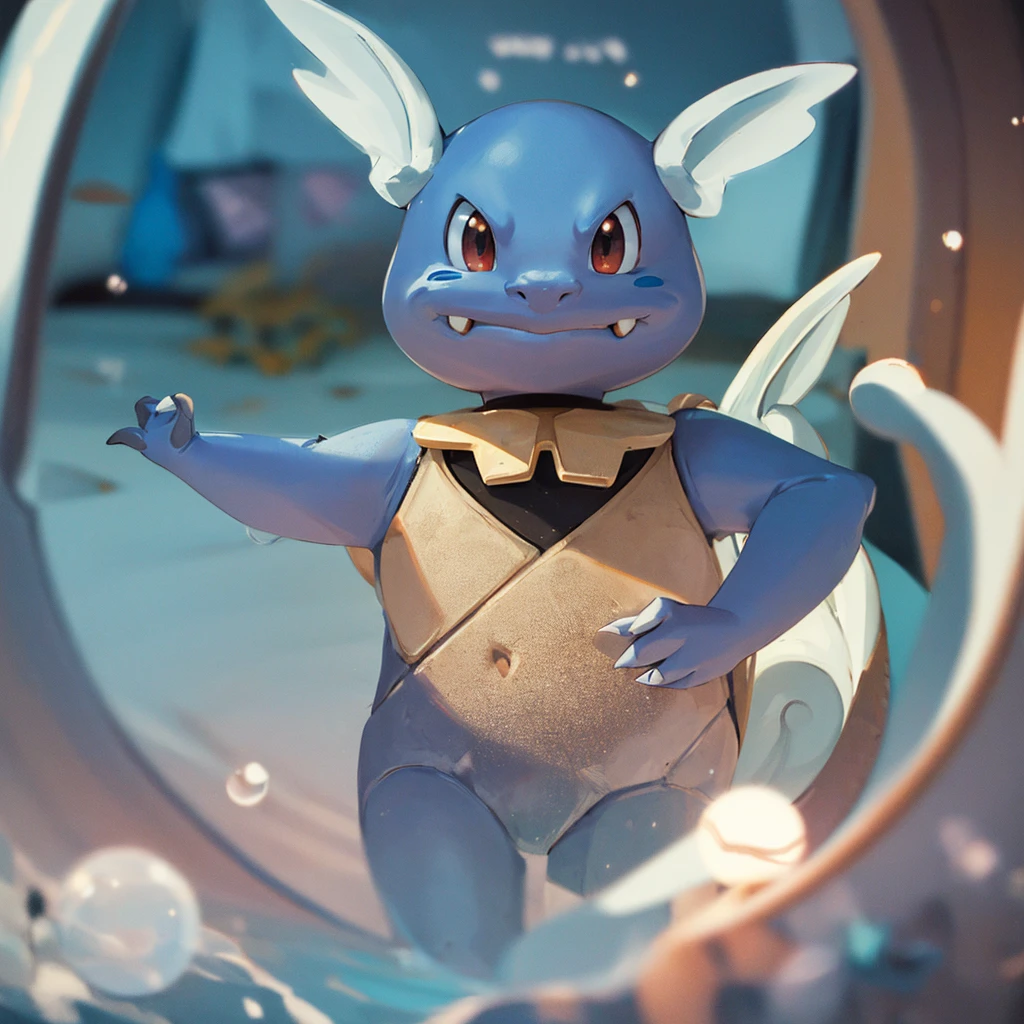 centered, award winning photo, (looking at viewer:1.2), |  Wartortle_Pokemon, |underwater, bubbleokeh, depth of field, cinematic composition, |