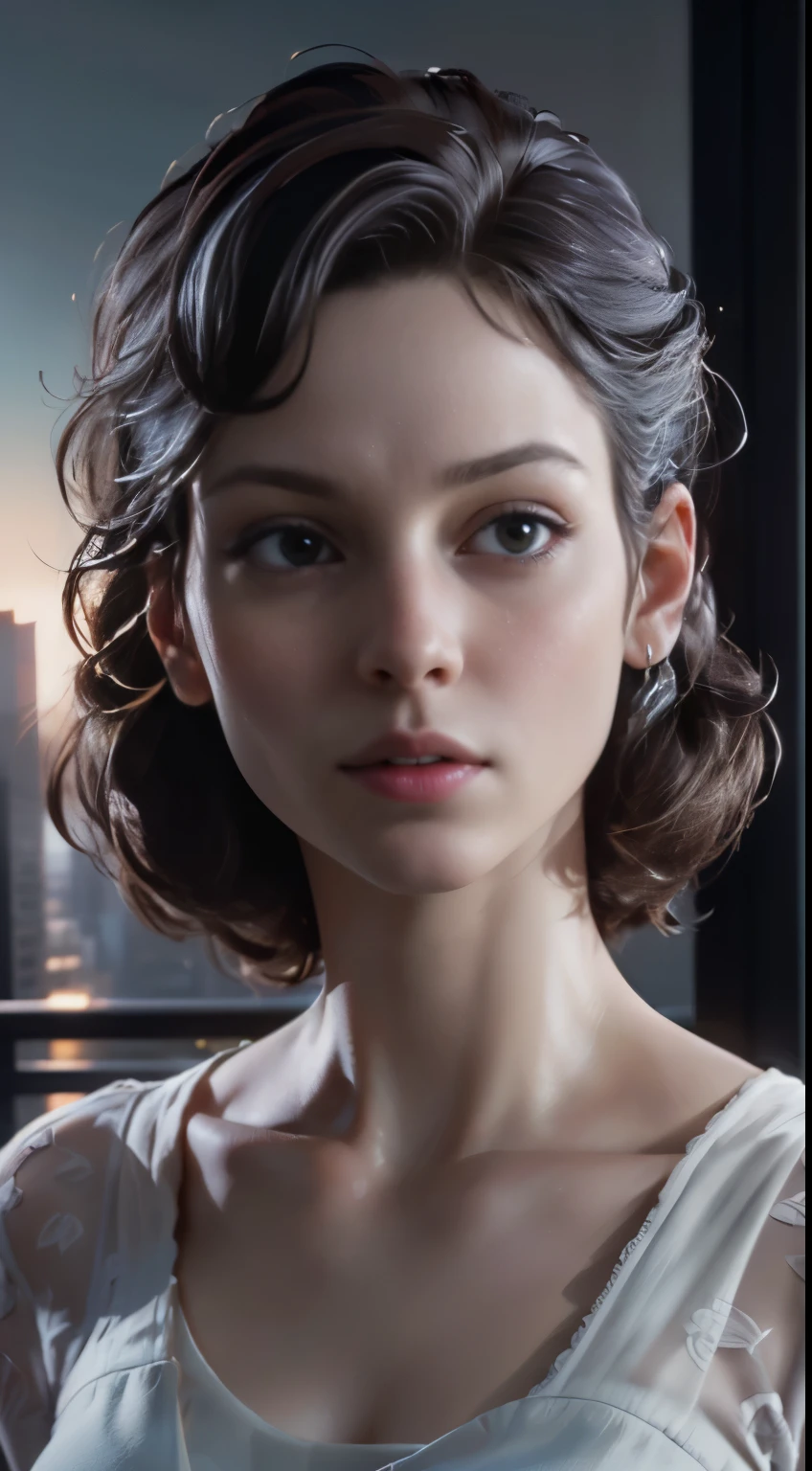 photo of Millie Bobby Brown, RAW, beautiful woman, ((portrait)), ((detailed face:1.2)), ((detailed facial feature, detailed skin, clear skin), (perfect proportioned body), ((nsfw:1.5)) (high detailed city environment, apartment balcony), (realistic photo, best quality, detailed), (8k wallpaper), (cinematic lighting, dramatic lighting) (sharp focus, intricate)