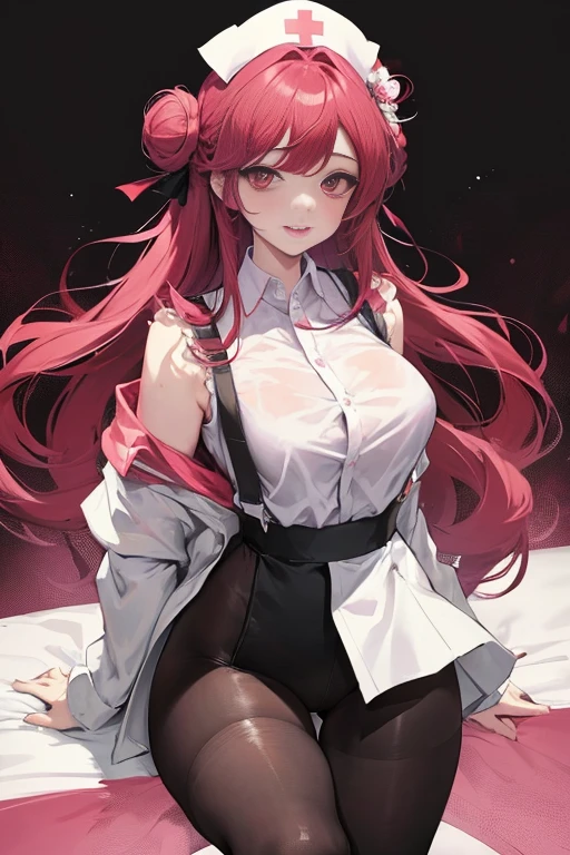 (masterpiece, Highest quality:1.2), highest quality, masterpiece, high resolution, Anime style, portraiture, ash red hair, pink hair, long hair, breasts cleavage, choker, black choker, looking at viewer, barefoot, gold eyes, ((big breasts, huge breasts, large breasts, ample breasts)), cat ears, multicolored hair, gradient hair, navel-gazing, navel, breast exposure, sleepy face, opened zipper