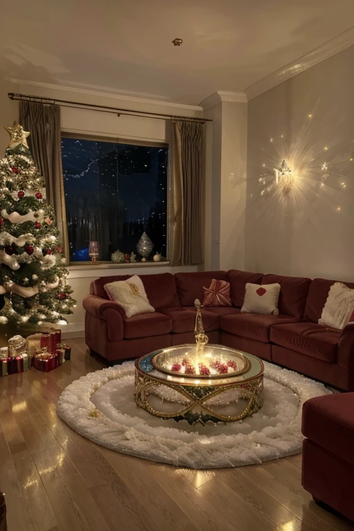 (best quality,highres,masterpiece:1.2),colorful,Christmas gift,golden wrapping paper,sparkling ribbons,big red bow,shimmering ornaments,magical glow,holiday spirit,joyful anticipation,surprise and delight,festive atmosphere,winter wonderland,shining lights,magical snowflakes,cheerful smiles,happy children,cuddly teddy bear,exquisite craftsmanship,enchanting decorations,lively celebration,warm fireplace,cozy living room,sweet treats,dancing sugar plums,merry melodies,delightful aroma,happiness and love,magical moments,wishes come true,peace and harmony,endless joy and laughter,memories to cherish,winter magic,sparkling starry night,family gathering,filled with blessings,celebrating togetherness,heartwarming moments full of love and happiness