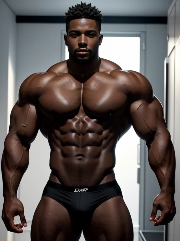 Muscular blacks, Dark skin, Short white