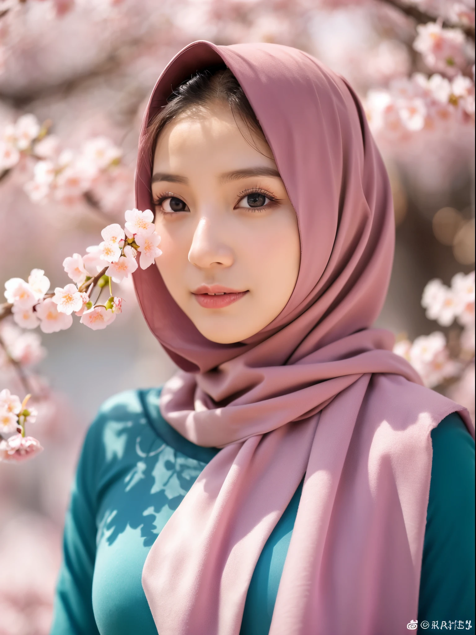 hijab, cherry blossom