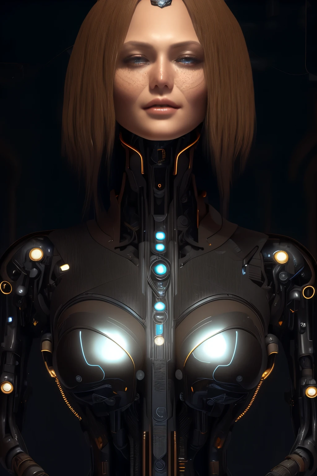 full body cyborg| full-length portrait| detailed face| symmetric| steampunk| cyberpunk| cyborg| intricate detailed| to scale| hyperrealistic| cinematic lighting| digital art| concept arjrny-v4 style, nude, nipple