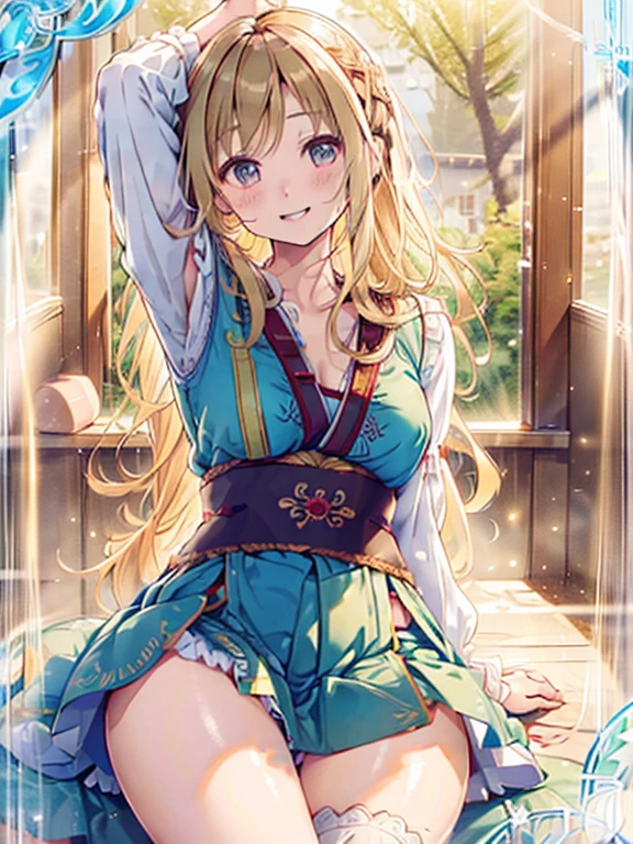 photo realistic, (masterpiece,best quality:1.4),(8k,raw photo,photo realistic:1.2), detailed skin,detailed face,Japanese idol,cute face, little girl, Green dirndl, ((No Panties)), happy, long hair, ((medium bob)), ((sitting, spread legs, twat)), blonde hair, (((wavy hair))), smile, blush,(OPEN twat), Little Girl,skirt-lift, arms up, anus,1boy, phallus, imminent penetration, lying, on back, spread legs,lori,nsfw,sex,