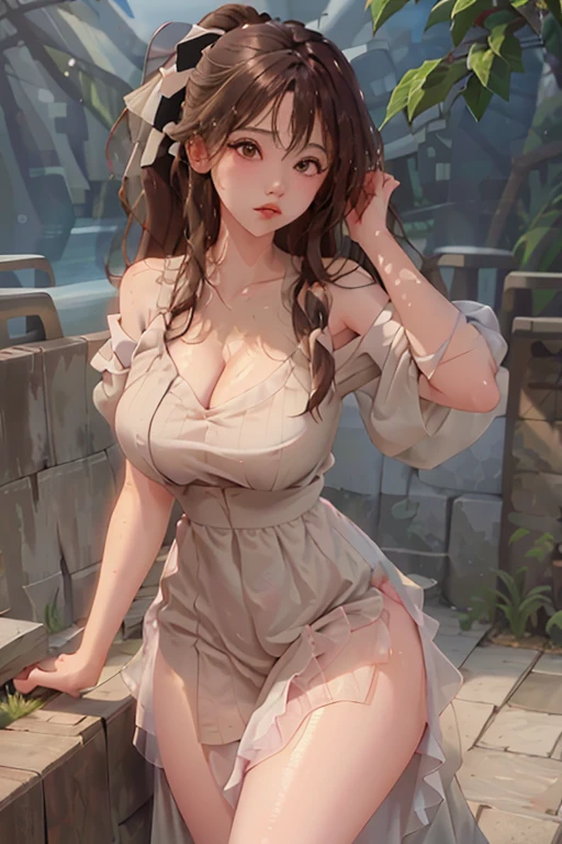 from above,pov,SAUNA,sitting,spread legs,(Random better Pose),(floating in water),(soaked),baggy t-shirt,(see through),lace swimsuit,(Thin type:1.5),(large breasts),(random hairstyle),(Highest image quality, (8K), Ultra-realistic, Best Quality, High quality, High Definition, high quality texture, high detailing, Beautiful detailed, fine detailed, extremely details CG, Detailed texture, realistic representation of face, masterpiece, presence)