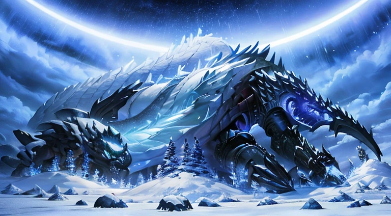 ln the forest，Frozen soil，frozen，maam，Lateral face， big dragon，snowfield，Blizzarding，firestorm，snowflower，Starskrim，ogre，legends