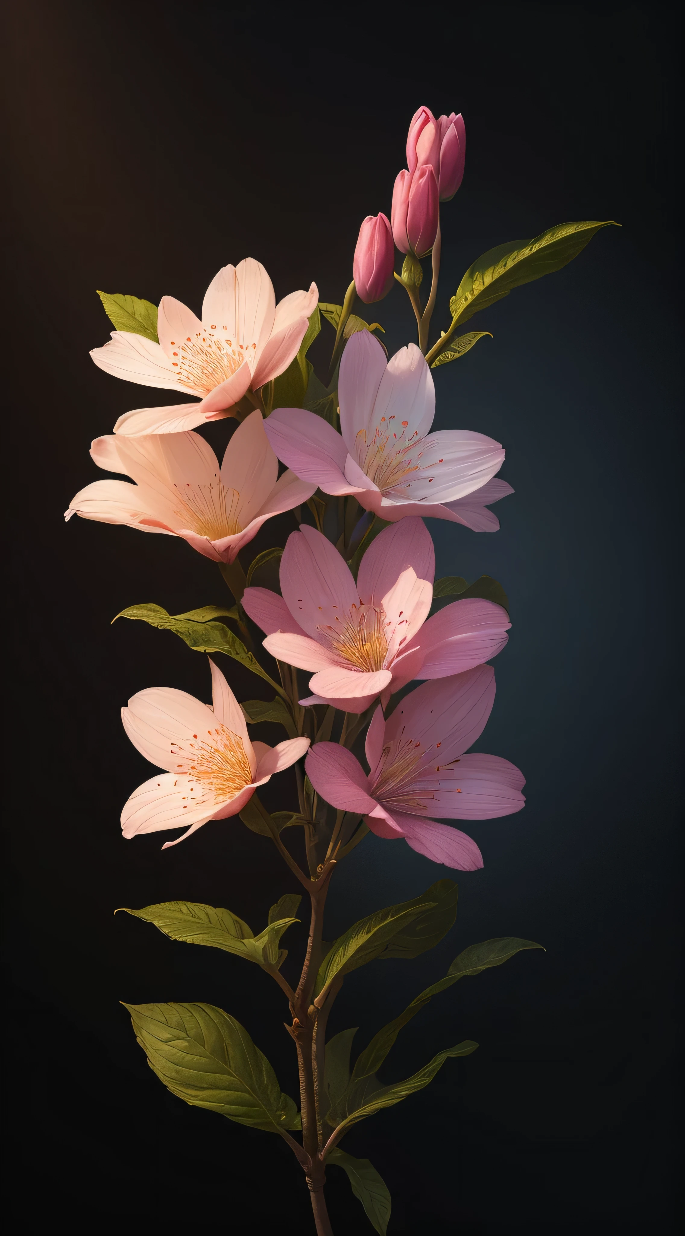 A flower by Casey Weldon, Olga Kvasha, Miho Hirano, hyperdetailed intricately detailed gothic art trending on Artstation triadic colors Unreal Engine 5 detailed matte painting, deep color, fantastical, intricate detail, splash screen, complementary colors, fantasy concept art, 8k resolution, gothic deviantart masterpiece, (dark shot:0.9), art by greg rutkowski and artgerm, soft cinematic light, adobe lightroom, photolab, hdr, intricate, highly detailed, cherry blossom,
