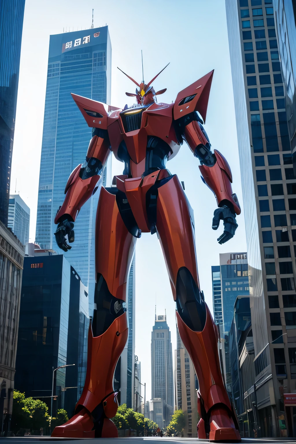 The 80-meter-tall mecha stands majestically in the city(1.1)