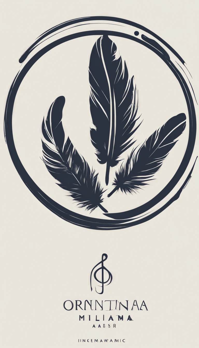 Create a cinematic, abstract symbol for a film production company based on stories and music. The logo was intended to represent the companionship between a boy musician and a storyteller dressed in feathers..... Minimalist symbol design