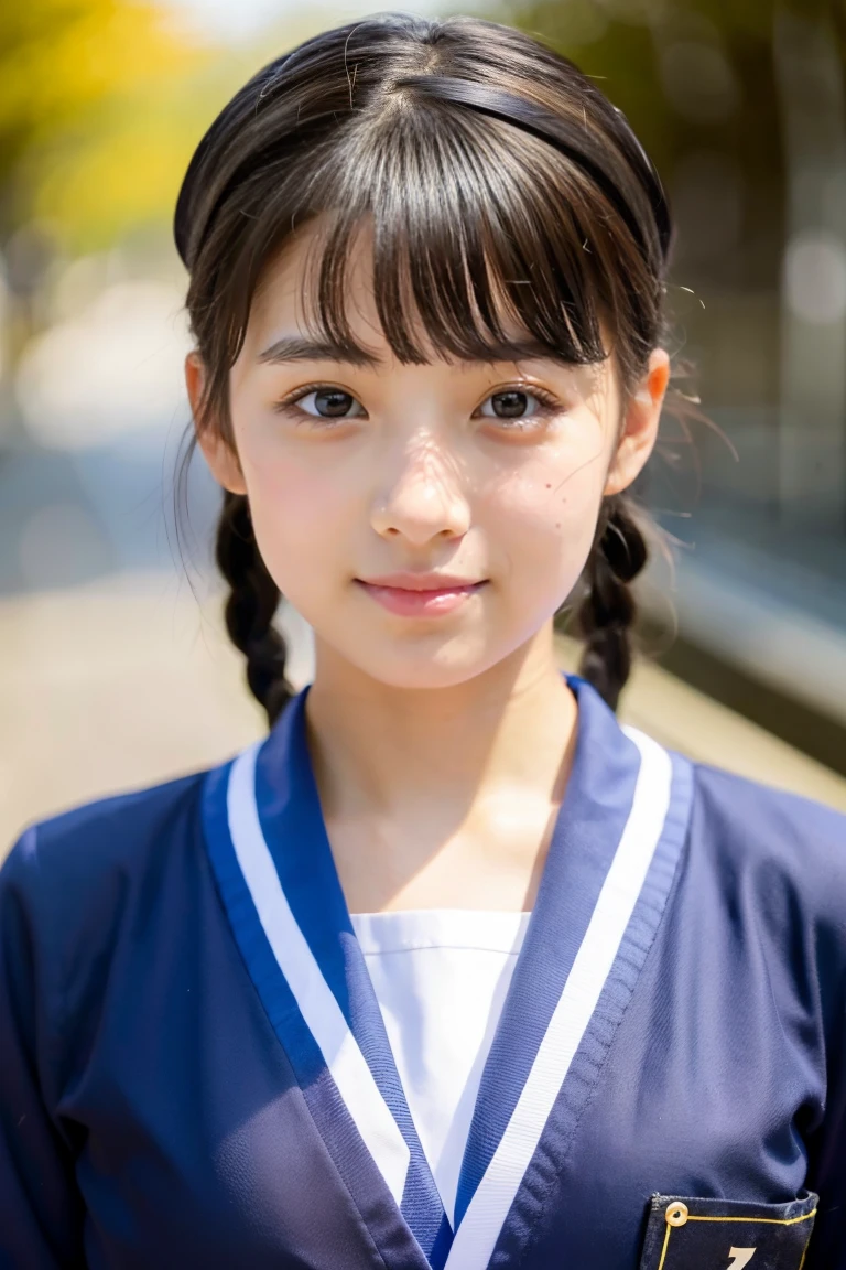 a beauty girl、17 age、Japan Women's Sailor Uniform、short braid、Pupils、