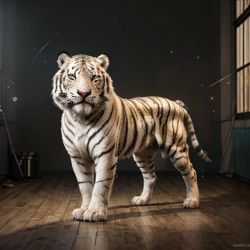 by Leonid Afremov, White Tiger, octane render, enhance, intricate, (best quality, masterpiece, Representative work, official art, Professional, unity 8k wallpaper:1.3)