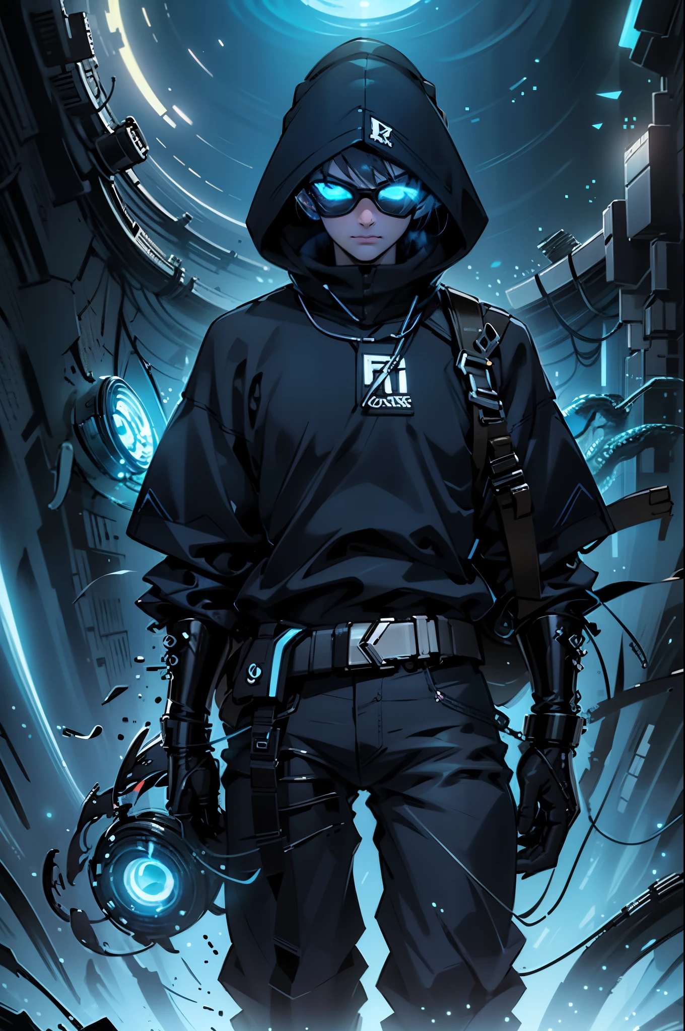 A close up of a person in a hoodie with a gun - SeaArt AI