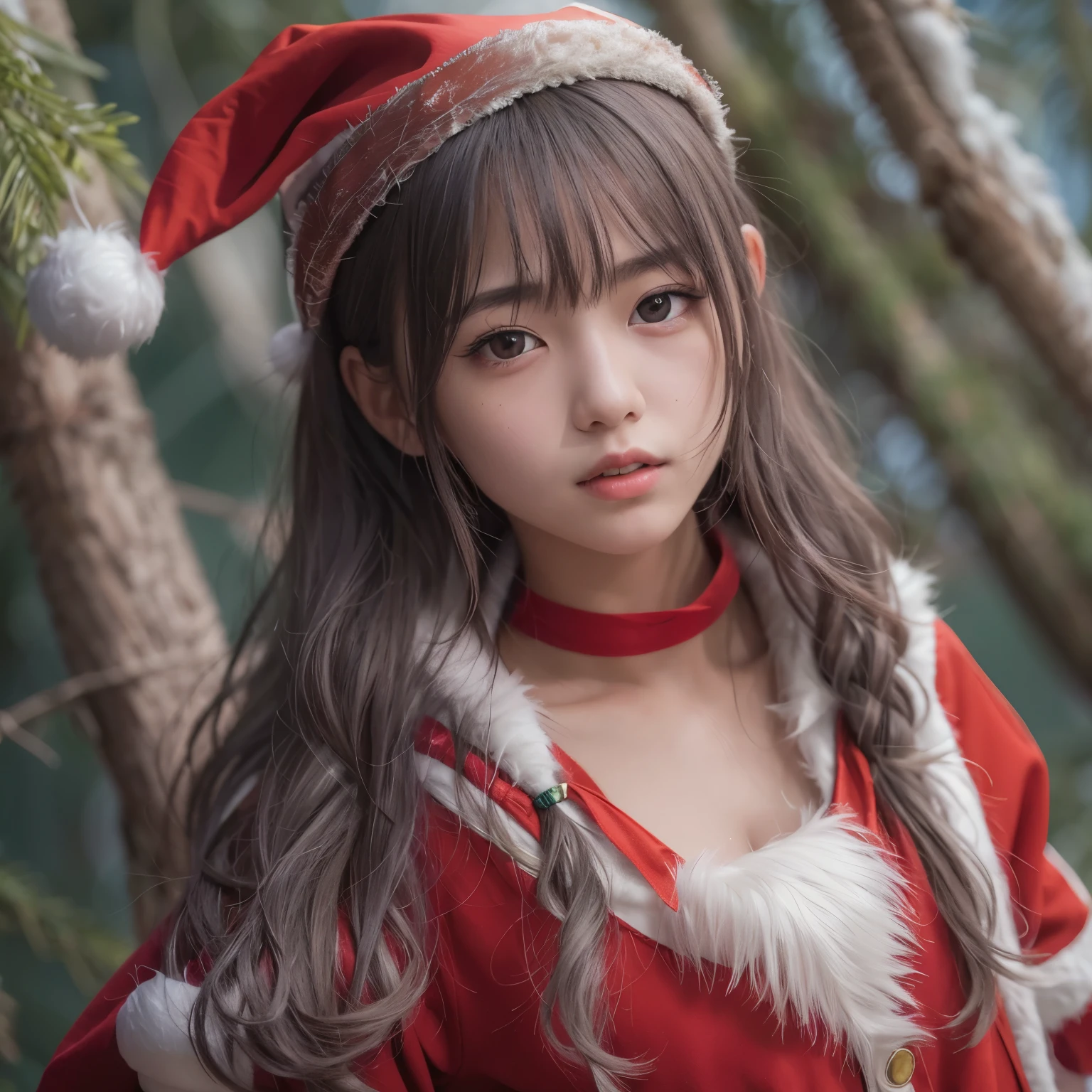 Best-quality, Masterpiece, Ultra-High-Resolution, (Photorealistic:1.4), Raw-Photo, Extremely-Details, Perfect-Anatomy, 1girl, 15-years-old, the most famous Japanese idol, (((wearing Santa-Craus's costume))), extremely cute and extremely childish face like a most popular Japanese idol, extremely beautiful big-black-solid-circle-eyes, extremely beautiful realistic-skins, detailed Santa-Craus's-costume