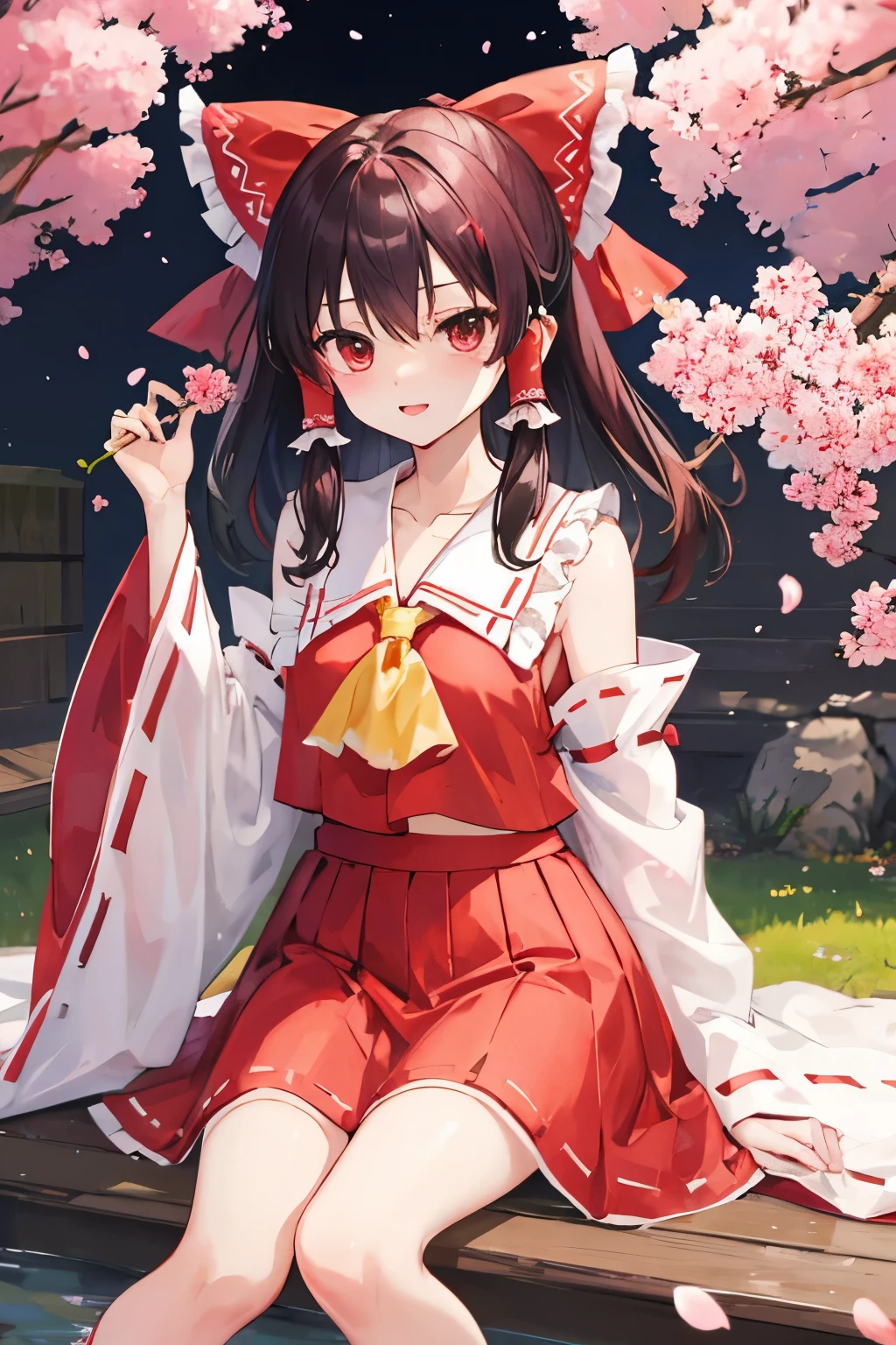 reimu hakurei, cherryblossom, spring