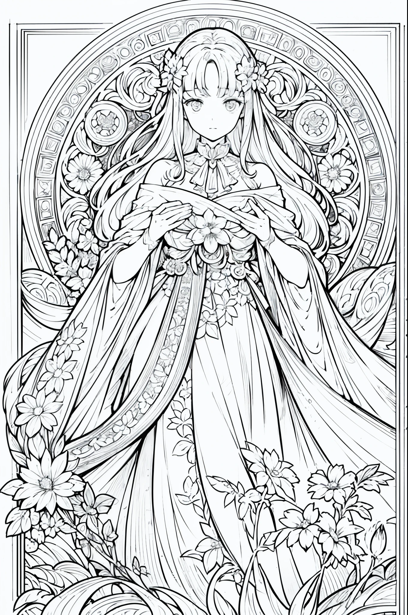 flower illustration, Flower frame, Decorative panels, Abstract Art by Alphonse Mucha, sketch factory, Lines of drawings and scenes without color and shading.
(tmasterpiece, Better quality, A high resolution: 1.4), Detailed pubic hair, Complicated details, 4K, splashing color, line art, Fibonacci,