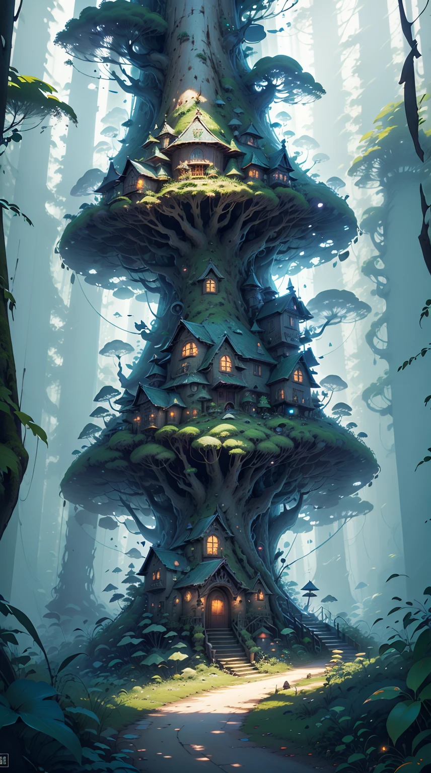 Generate a visually intriguing AI artwork featuring an oversized and fantastical giant mosquito perched atop a dense forest, creating a surreal and captivating scene. Envision the mosquito with intricate details, from its colossal wings to the fine texture of its oversized proboscis. Picture the forest canopy beneath it, where trees and foliage react to the mosquito's imposing presence. Infuse the scene with an otherworldly glow, capturing the magical and peculiar nature of this gigantic insect. Play with lighting and shadows to enhance the sense of scale and wonder. This prompt aims to create a visual spectacle that sparks curiosity and imagination in the viewer as they explore the extraordinary concept of a giant mosquito in a towering forest."
