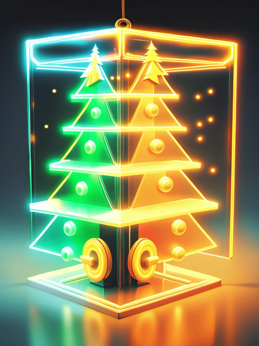 1 piece transparent glowing cute Christmas gift，Colorful transparent luminous plastic，Christmas decorations，Product design，luminous neon lights，Christmas background，hyper realisitc，hyper HD，high detal，Best quality at best，8K