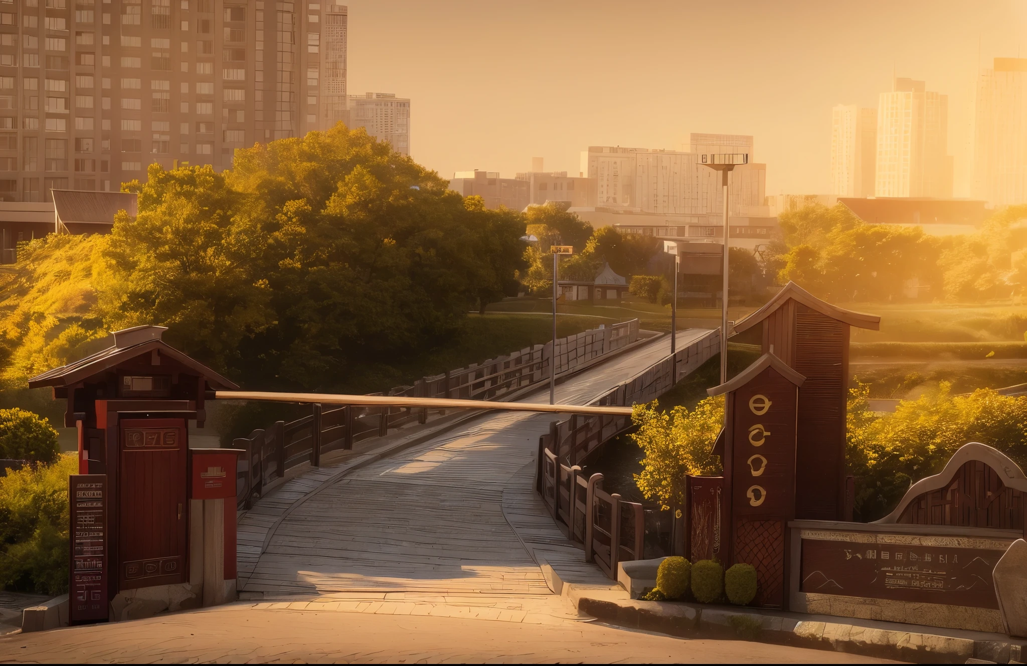 (((tmasterpiece))),((Best quality at best)),ponds,small bridges,桥下的ponds,pools of water,ray traycing, The content is very detailed,hyper realisitc,Hyper Real