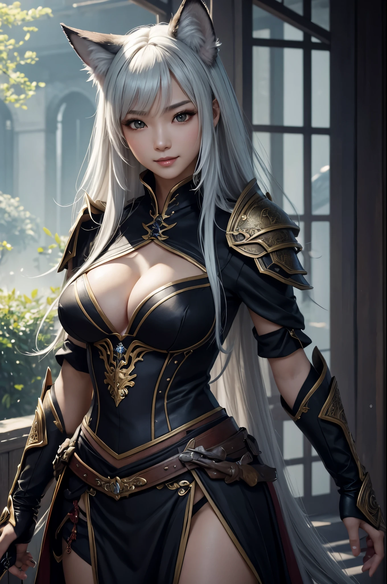 8K,大きな胸を持つ赤と黒のA sexyな鎧を着た性の接写、A 40-year-old woman,thick white hair、big breasted werewolf,Super beauty,(Lifelike),black skin,chengwei pan on artstation、 By Jan J.、 intricate fantasy art、Assassin,Stunning character art、 Fanart Meilleure ArtStation、 Magnificent and elaborate character art、 Maid's Armor、Highly detailed artgerm、 Detailed Digital Animation Art、 ArtGerm on ArtStation Pixiv、 Girl in armor、dynamic ungle、超A high resolution、cool smile、real looking skin、魅惑的、A sexy、Active、Wolf ears,A gaze that seduces viewers,long red wolf claws,