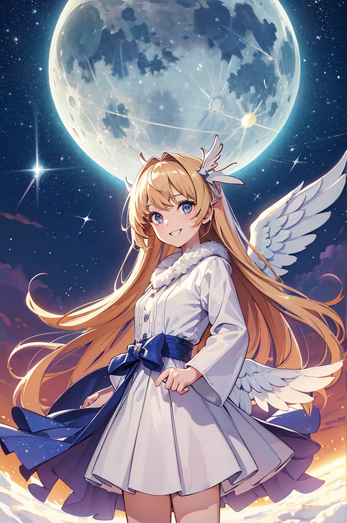 {{{{8K, Concept Art: 2.0, Clarity, Top Quality, Absurdity,
Perfect anatomy, highly detailed CG, official art}}}},
(((One beautiful girl is an angel))), lens flare, portrait,
(Beautiful highlights, caustics, shiny eyes: 1.5, solo),
, long hair: 1.5,
(petite, standing, movie pose, big gift box,)
(Big angel wings: 1.5),((windy, happy, joking smile))
((fluffy costume)),
Night sky (clouds, altocumulus, cirrocumulus: 1.28),
(Night: 1.2, midnight, full moon, moonlight, shooting star, starlight, winter, Christmas, white Christmas, snow,),
dynamic angle, wide shot, front of view, skyscraper,
(Blue Archive Style: 1.3, Reveal: 1.3)