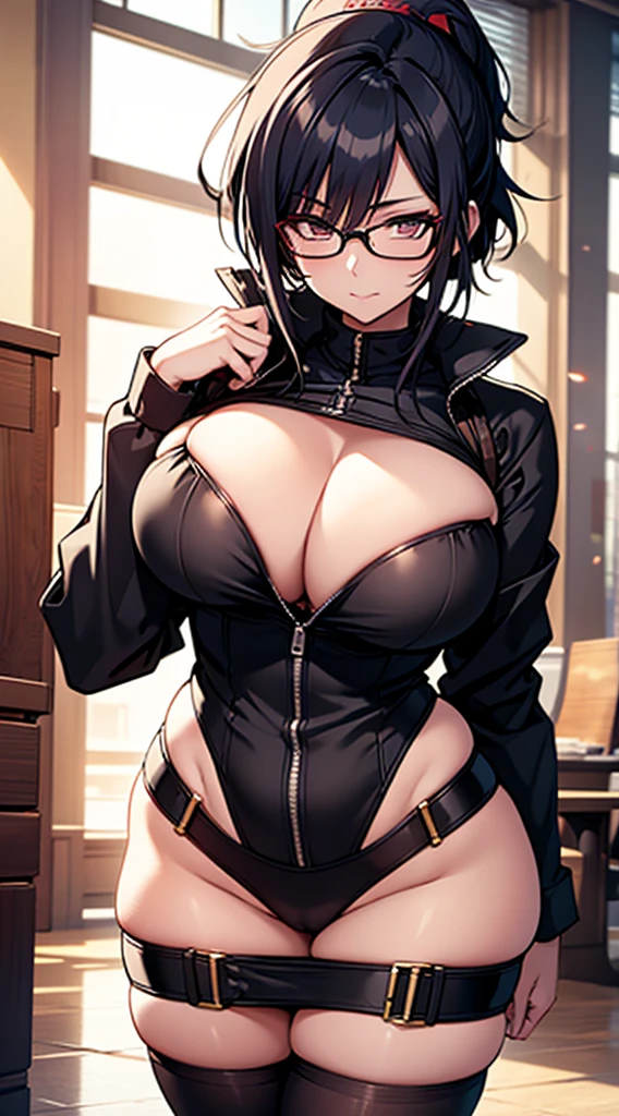 Shizune the  Bustiest Secretary from Naruto looking like a hot babe,gourgeous goddess,beautifull,cute face with a large,curvy voluptuous body, massive breasts, thick thighs wearing see through reaveling outfit