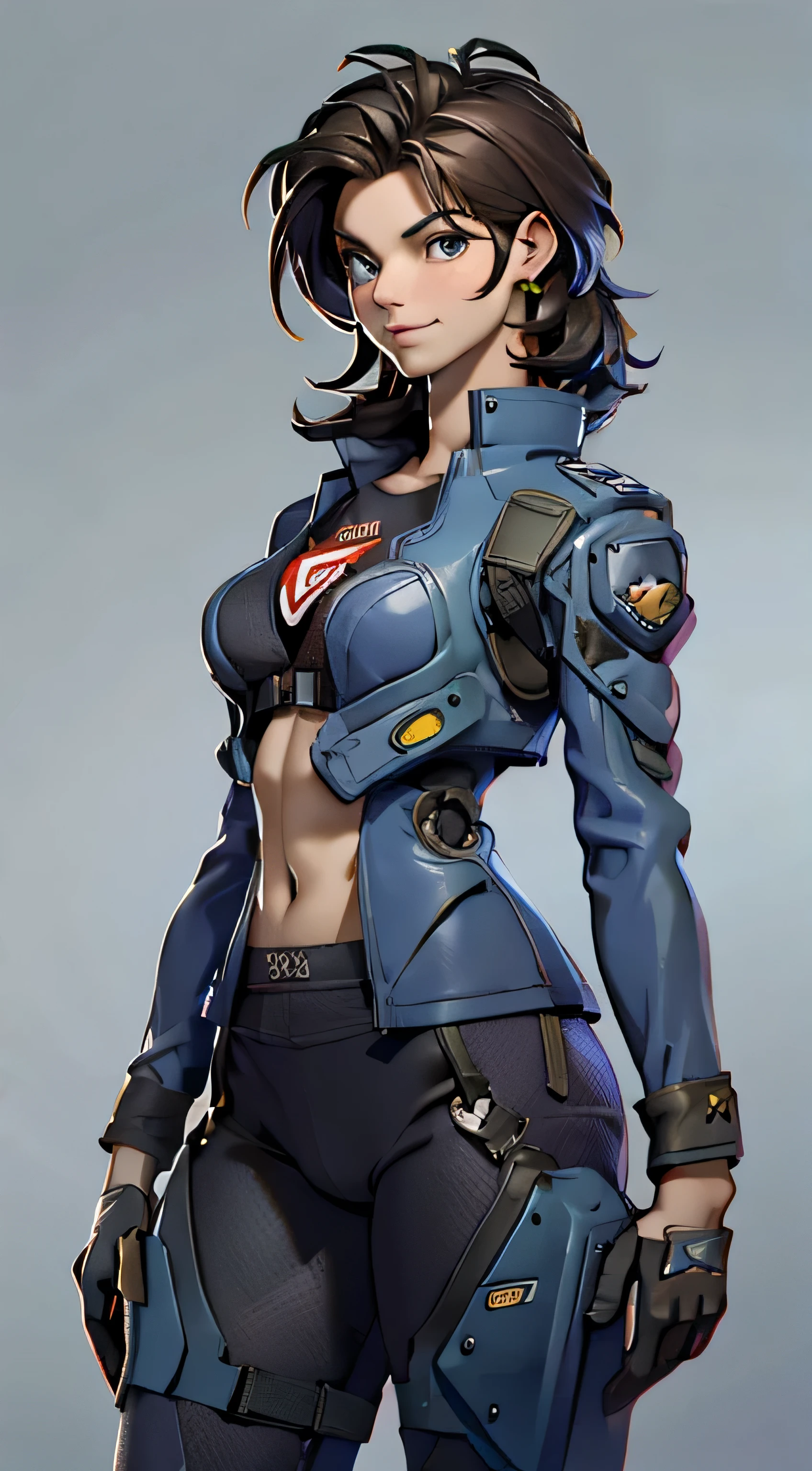 11:23(((best quality: 1.4))),(An unparalleled masterpiece), (super high quality),(Hyper-realistic 8K CG)、（black hair） ((( Body))), (((1 girl in))), 25-year-old American soldier with perfect Body,,Beautiful and well-groomed face,muscular Body:1.2,Solid royal blue jacket with details, (Pictures from head to thighs)， Complex equipment, dark purple coat，Pants，The clothes inside are dark，Clothes with metal electronic parts,Tech Armor )