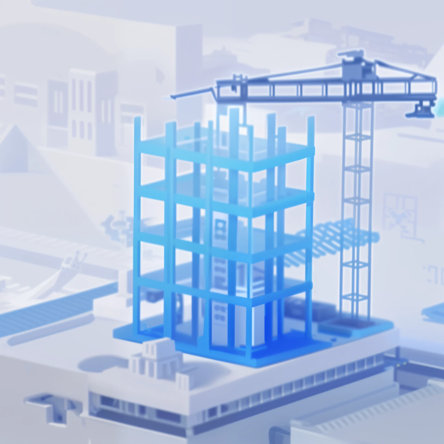 a close up of a buliding with a crane on top of it, 3d printed buliding, autodesk, an illustration of, autodesk blueprint, buliding可视化, video static, build, a digital rendering, buliding, detailed scene, buliding可视化, rendering, robot in build, 照片rendering, digital model, detailed factory, buliding cover with plant, 工业buliding