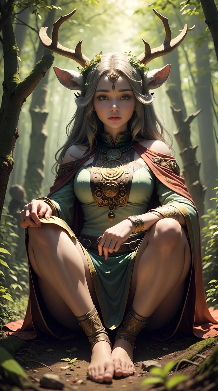 masterpiece, epic, majestic, best quality, very high resolution, 8k, hdr, digital photography, dynamic pose, divine wrinkled face, 50 years old female Kalku lancer, grey eyes, (natural blonde hair, voluminous top knot:1.1), showing fixed expression, (Style-GravityMagic:0.7), solo, half shot, looking up, detailed background, detailed face, (<lora:TotemPunkAI:0.5>, totempunkai theme:1.1), mushroom druid, sitting, Dark liver robes, swirling magical energy in the air, underbrush, plant regeneration, Pale silver mushrooms in background, peaceful night, faint bioluminescence, ethereal atmosphere,, (iridescent:0.7), (transparent:0.8), (translucid:0.8), (reflection:0.6), (refraction:0.3), (diffraction:0.3), (caustics:0.3), volumetric lights, volumetric shadows, (subsurface scatering:0.4), physically based rendering, (intricate details:1.3), hyperdetailed, ultrarealistic, (sharp focus:1.2) <lora:hyperdenoiser_v090:1.5> <lora:add_detail:1.5>
