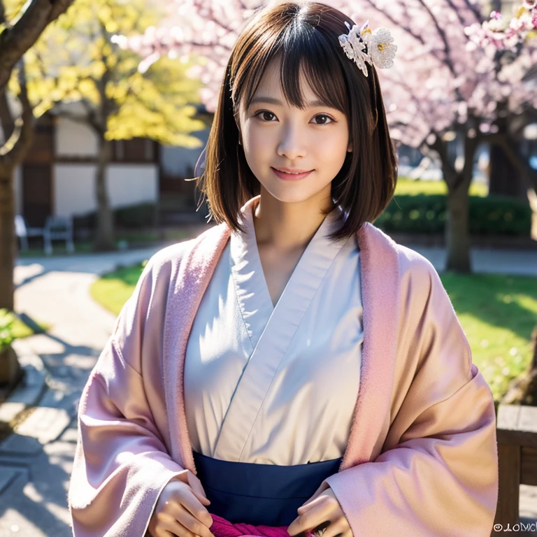 (full body),Wearing an ornament on the head,Japan Traditional Hair Set,silky smooth hair,(wearing a fur scarf),(a luxurious pink kimono with long sleeves),(She wears a kimono with luxurious designs.),tre anatomically correct,Use natural light and color,),Ultra-realistic capture, Highly detailed, High resolution 16k close-up of human skin. Skin texture must be natural, Detailed enough to finely identify pores. Skin should look healthy, fine-grained white skin,medium breasts,Sharp Focus,In a uniform tone. ,Ultra-detailed,extremely detailed eye and face,Beautiful detailed eyes,Beautiful detailed lips,long eyelashes,Photorealistic:1.37,japanes,beautiful and magnificent composition,masutepiece,Attractive,Cute,Smiling cheerfully,(with round face),Shrine of Japan,mix4, 20d, solo, shirt, high_heels,full_body, look_at_viewer, (8k, RAW photography, top quality, masterpiece:1.2), (realistic, photorealistic:1.37), professional lighting, photon mapping, radiosity,physically based rendering,Ultra-realistic capture, Highly detailed, High resolution 16k close-up of human skin. Skin texture must be natural, With such detail that pores can be finely identified. Skin should look healthy, In a uniform tone. Use natural light and color,