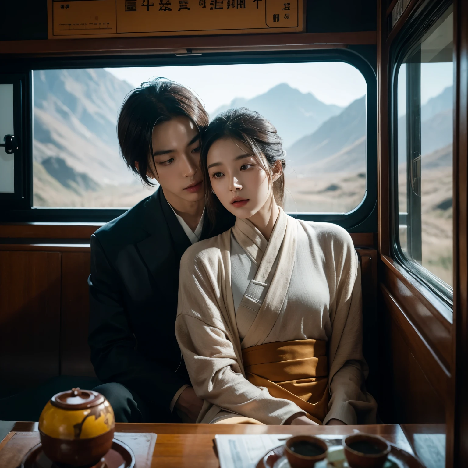 In the speeding train, Zihan faces a life-or-death choice. He takes a deep breath, decides to release Ansheng, and Ansheng is grateful. The two communicate silently, without words.