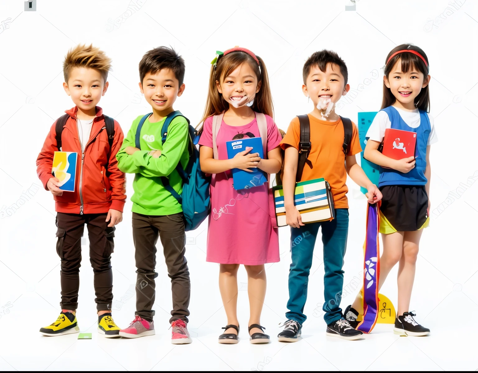 Three Boys Two Girls Illustrations & Vectors